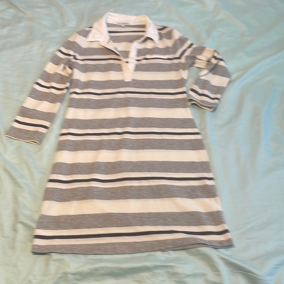 JAMES PERSE dress in striped cotton rugby style.  Soft collar in Sz 1 - Picture 3 of 6